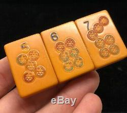 Vintage Mid Century Modern Bakelite Mahjong Brooch Pin 1950s Butterscotch 50s
