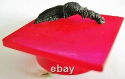 Vintage Plastic 3-d Graduation Cap Pin Rare Red Brooch Graduate Looks Bakelite