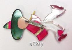 Vintage Rare 1940's Lucite Mexican Cowboy Figural Pin Brooch BOOK PIECE! MINT