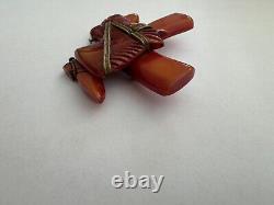 Vintage Rare Bakelite Red Horse Head With Cowboy Boots Metal Accents Brooch 16g