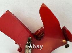 Vintage Rare Bakelite Red Horse Head With Cowboy Boots Metal Accents Brooch 16g