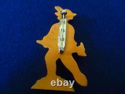 Vintage Rare Bakelite Woodsman with Axe Hand Painted Pin Brooch