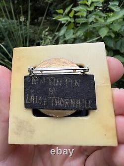 Vintage Rare Laura Thornhill Rin Tin Pin Carved Bakelite Floral Flower Brooch