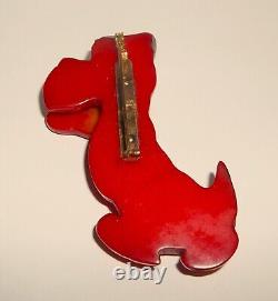 Vintage Red Bakelite Army Soldier Dog with Riffle and Articulated Arm Pin Brooch