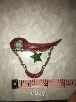 Vintage Red Bakelite Scimitar Sword Shriners Pin Brooch 1930s Antique