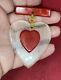 Vintage Red Bakelite White Lucite Heart Pin Brooch Wow Chrome Tested
