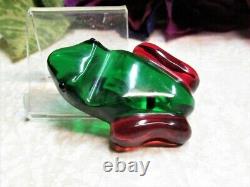 Vintage Red Green Bakelite Frog Pin Brooch TOO CUTE