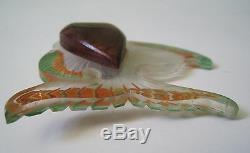 Vintage Reverse Carved Painted Lucite Fish Pin Brooch Bakelite Era 1930's