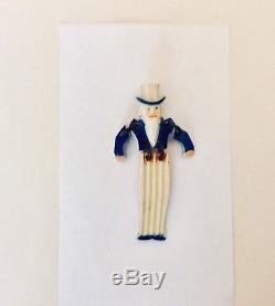 Vintage SUPER RARE WW1 Uncle Sam Moveable Celluloid Pin Brooch