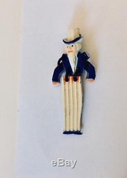 Vintage SUPER RARE WW1 Uncle Sam Moveable Celluloid Pin Brooch
