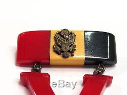 Vintage SUPER RARE WW2 Bakelite Patriotic Victory Pin Brooch