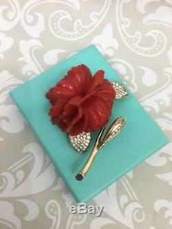 Vintage Signed Nettie Rosenstein Bakelite Pave Rhinestones Flower Brooch Pin