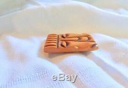 Vintage Super Rare Bakelite Carved Abstract Face Pin