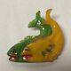 Vintage Twin Fish Pair Pisces Zodiac Carved Bakelite Catalin Pin Brooch