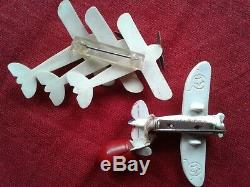Vintage WWII Airplane Pins Brooch Bakelite Bomb Moving Props Sweetheart Jewelry