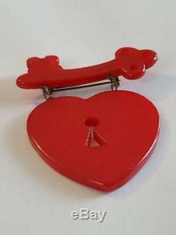 Vintage WWII Era MacArthur Bakelite Key Heart Pin