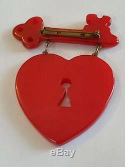 Vintage WWII Era MacArthur Bakelite Key Heart Pin
