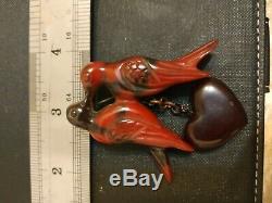 Vintage bakelite darling birds pin brooch