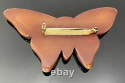 Vintage butterscotch bakelite butterfly figural pin brooch moth insect MCM