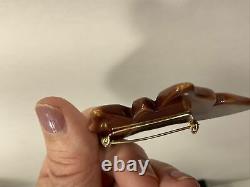 Vintage butterscotch bakelite butterfly figural pin brooch moth insect MCM