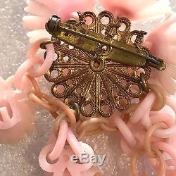 Vintage celluloid hand painted flower cluster pin brooch unsigned Miriam Haskell
