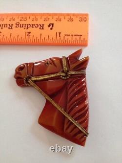 Vintage large Bakelite horse head pin brooch, tested with simichrome (D36)