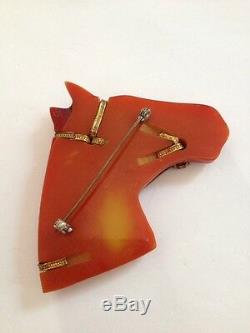 Vintage large Bakelite horse head pin brooch, tested with simichrome (G777)