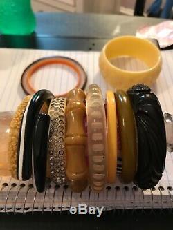 Vintage lot of pins and bangles some Bakelite bangles and pins