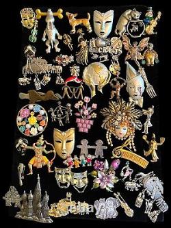 Vintage -now Brooch Pins Lot 60+ JJ, AJC, Sterling Silver and More