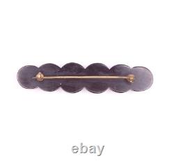 Vtg 1920s Art Deco Mourning Bar Brooch Pin Black Bakelite Brass Pinback C Clasp