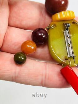 Vtg 50s 60s Bakelite Jewelry Man Pin Brooch african person dancing lucite WOW