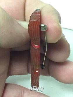 Vtg Art Deco Carved Bakelite Scottie Scotty Dog Brooch Pin Glass Eyes Brooch