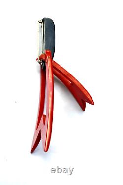 Vtg. Bakelite Deco black and red, rare and unique 5 long pin/brooch