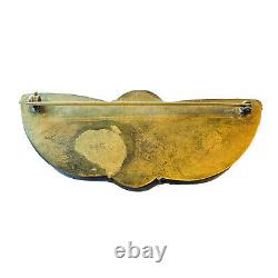 Vtg Carved BAKELITE Winged Scarab Brass Back Brooch Pin Circa 1950s MidCentury