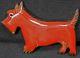 Vtg Carved Cherry Bakelite Catalin Laminated Wood Scottie Terrier Dog Pin Brooch