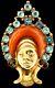 Vtg Nubian or African Princess Figural Bakelite Rhinestone Headdress Brooch Pin