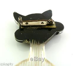 WHIMSICAL Vintage 1930s Googly Eye Goofy Looking Lucite CAT Brooch PIN