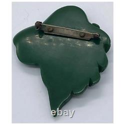 Woman with hat Hand carved bakelite pin brooch